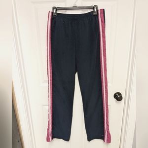 Nike Track Pants Ladies Medium Navy with Pink stripe on legs Drawstring waist